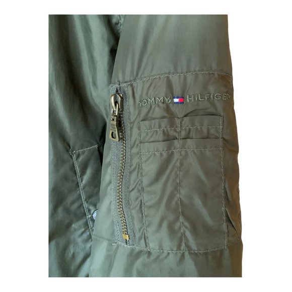Tommy Hilfiger Women's Army Green Bomber Jacket \ Size M - Picture 6 of 9